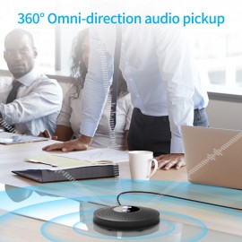 Desktop USB Microphone Computer PC Mic 360°Omnidirectional Condenser Conferencer 10m Pick-up Distance Plug and Play Compatible with Windows MacOS for Laptop Video Conference Recording Chatting Gaming Online Class Skype