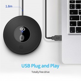 Desktop USB Microphone Computer PC Mic 360°Omnidirectional Condenser Conferencer 10m Pick-up Distance Plug and Play Compatible with Windows MacOS for Laptop Video Conference Recording Chatting Gaming Online Class Skype