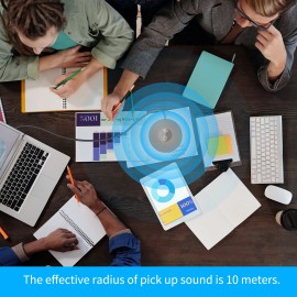 Desktop USB Microphone Computer PC Mic 360°Omnidirectional Condenser Conferencer 10m Pick-up Distance Plug and Play Compatible with Windows MacOS for Laptop Video Conference Recording Chatting Gaming Online Class Skype