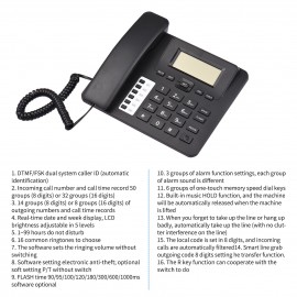 Black Corded Phone Desk Landline Phone Telephone DTMF/FSK Dual System Support Hands-Free/Redial/Flash/Speed Dial/Ring Volume Control Built-in IC Chip High Quality Sound Real-time Date for Elderly Seniors Home Office Business Hotel