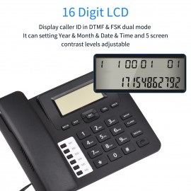 Black Corded Phone Desk Landline Phone Telephone DTMF/FSK Dual System Support Hands-Free/Redial/Flash/Speed Dial/Ring Volume Control Built-in IC Chip High Quality Sound Real-time Date for Elderly Seniors Home Office Business Hotel