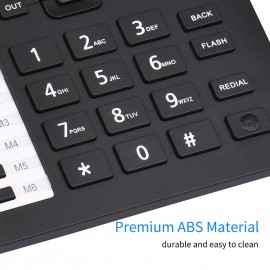 Black Corded Phone Desk Landline Phone Telephone DTMF/FSK Dual System Support Hands-Free/Redial/Flash/Speed Dial/Ring Volume Control Built-in IC Chip High Quality Sound Real-time Date for Elderly Seniors Home Office Business Hotel