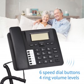 Black Corded Phone Desk Landline Phone Telephone DTMF/FSK Dual System Support Hands-Free/Redial/Flash/Speed Dial/Ring Volume Control Built-in IC Chip High Quality Sound Real-time Date for Elderly Seniors Home Office Business Hotel