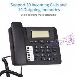 Black Corded Phone Desk Landline Phone Telephone DTMF/FSK Dual System Support Hands-Free/Redial/Flash/Speed Dial/Ring Volume Control Built-in IC Chip High Quality Sound Real-time Date for Elderly Seniors Home Office Business Hotel