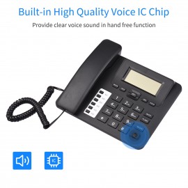 Black Corded Phone Desk Landline Phone Telephone DTMF/FSK Dual System Support Hands-Free/Redial/Flash/Speed Dial/Ring Volume Control Built-in IC Chip High Quality Sound Real-time Date for Elderly Seniors Home Office Business Hotel