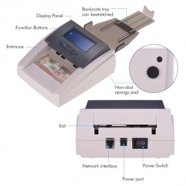 Portable Desktop Multi-Currency Countable Automatic Money Detector Counterfeit Cash Currency Banknote Checker Tester with LCD Display Denomination Value for EURO USD