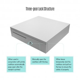 POS Cash Register Drawers Cashbox Five-Grid Three-Gear RJ11 Interface Cash Drawer with Money Tray and Lock Movable Coin Tray Smart POS System