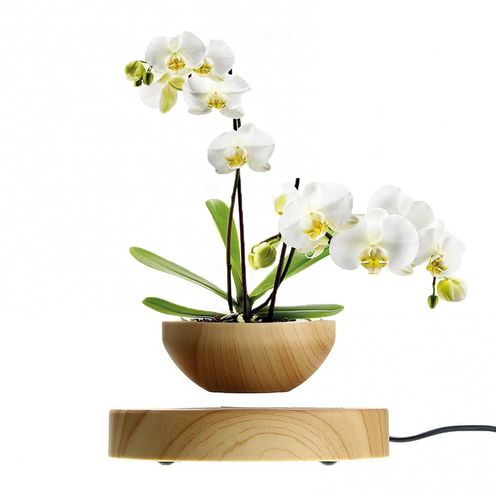 Magnetic Levitating Flowerpot Air Bonsai Pot Floating Rotating Plant Pot for Home Office Room Desk Display Decor (Not Include Plant)