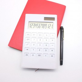 Desktop Calculator Ultra-thin 12 Digits Large Display Solar & Battery Dual Power Crystal Buttons Basic Counter for Home Office Business School Supplies