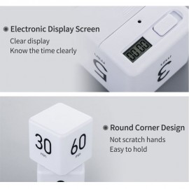 Portable Cube Timer Digital Kitchen Timer Countdown Alarm 1-3-5-10 Minutes Flip Timing with Digital Display Time Management for Study Sports Cooking Gaming Office