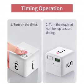 Portable Cube Timer Digital Kitchen Timer Countdown Alarm 1-3-5-10 Minutes Flip Timing with Digital Display Time Management for Study Sports Cooking Gaming Office