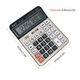 Office Desktop Calculator 12 Digit Large Display LCD Metal Surface Big Sensitive Buttons Battery Powered Electronic Calculator with Time Date Show Alarm Clock Function for Business Home Supplies