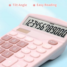 Desktop Calculator Standard Function Calculator with 12-Digit Large LCD Display Solar & Battery Dual Power for Home Basic Office Business