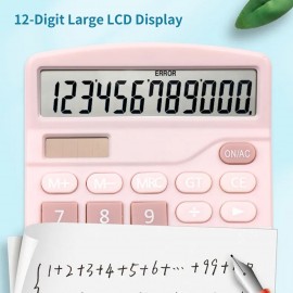 Desktop Calculator Standard Function Calculator with 12-Digit Large LCD Display Solar & Battery Dual Power for Home Basic Office Business
