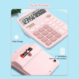 Desktop Calculator Standard Function Calculator with 12-Digit Large LCD Display Solar & Battery Dual Power for Home Basic Office Business