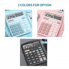 Desktop Calculator Standard Function Calculator with 12-Digit Large LCD Display Solar & Battery Dual Power for Home Basic Office Business