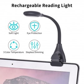 Rechargeable Book Light Clip-on Reading Light Eye-Care LED Light 3 Color Temperature Stepless Dimming with Magnet for Bookworms Kids