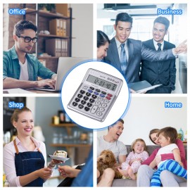 Musical Desktop Calculator 12-Digits LCD Display Electronic Calculator Counter Big Buttons with Music Piano Play Time Date Show Alarm Clock Function for Office Business Classroom Home Supplies