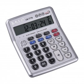 Musical Desktop Calculator 12-Digits LCD Display Electronic Calculator Counter Big Buttons with Music Piano Play Time Date Show Alarm Clock Function for Office Business Classroom Home Supplies