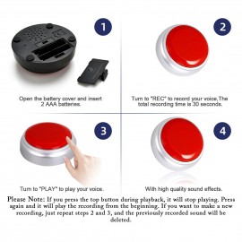 30 Seconds Recordable Talking Button Voice Custom Playback Recording Sound Buttons for Dogs Kids Toy Gift Answer Buzzers Parent-Child Interactive Party Noise Makers