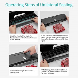 QH-10 Food Preservation Vacuum Sealer Machine Bag Sealer with LED Indicator Lights Vacuum Bags Long Seal Design Strong Suction for Dry  Moist Food