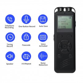 32GB Digital Voice Recorder Voice Activated Recorder MP3 Player 1536Kbps HD Recording Noise Reduction Timing Recording Password Function Dual Condenser Microphone 10hrs Continuous Recording for Meeting Lecture Interview Class