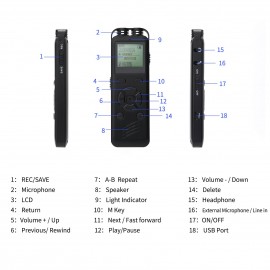 32GB Digital Voice Recorder Voice Activated Recorder MP3 Player 1536Kbps HD Recording Noise Reduction Timing Recording Password Function Dual Condenser Microphone 10hrs Continuous Recording for Meeting Lecture Interview Class