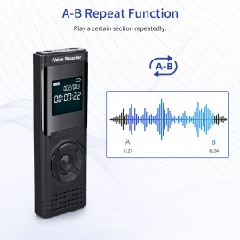 16GB Digital Voice Recorder Voice Activated Recorder Dictaphone MP3 Player HD Recording 13 Continuous Recording Line-In Function for Meeting Lecture Interview Class MP3 Record