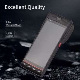Handheld POS Receipt Printer Android 9.0 PDA Terminal 1D/2D/QR Barcode Scanner Support Global Position System 4G WiFi BT Communication with 5.5 Inch Touchscreen Label Printing for Supermarket Restaurant Warehouse Retail Inventory Logistics