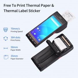 Handheld POS Receipt Printer Android 9.0 PDA Terminal 1D/2D/QR Barcode Scanner Support Global Position System 4G WiFi BT Communication with 5.5 Inch Touchscreen Label Printing for Supermarket Restaurant Warehouse Retail Inventory Logistics